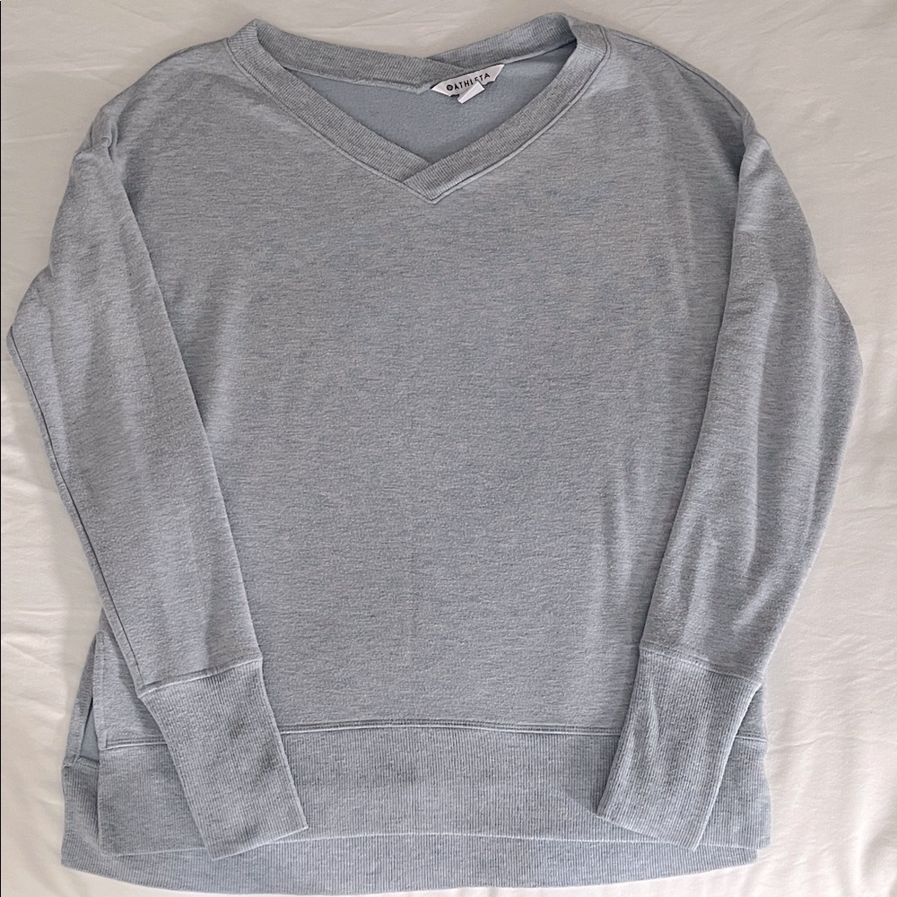 Athleta Light Blue V-Neck light sweatshirt